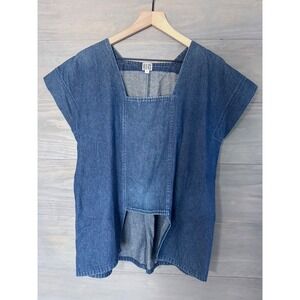 REIFhaus Denim Boxy Cut Out Tunic Shirt‎ Size Small Cotton Made in USA